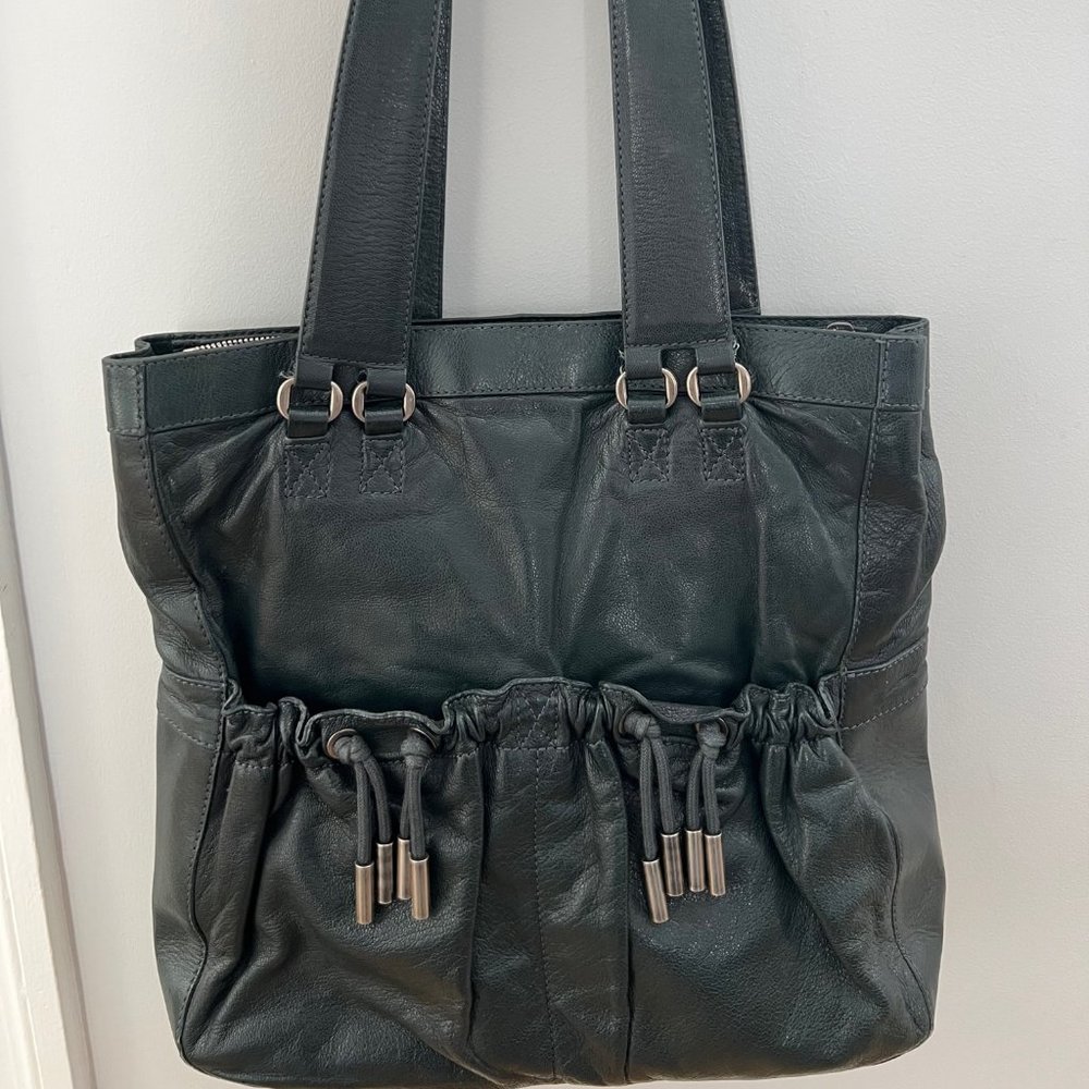 Donna Karan Collection Dark Green Leather Purse